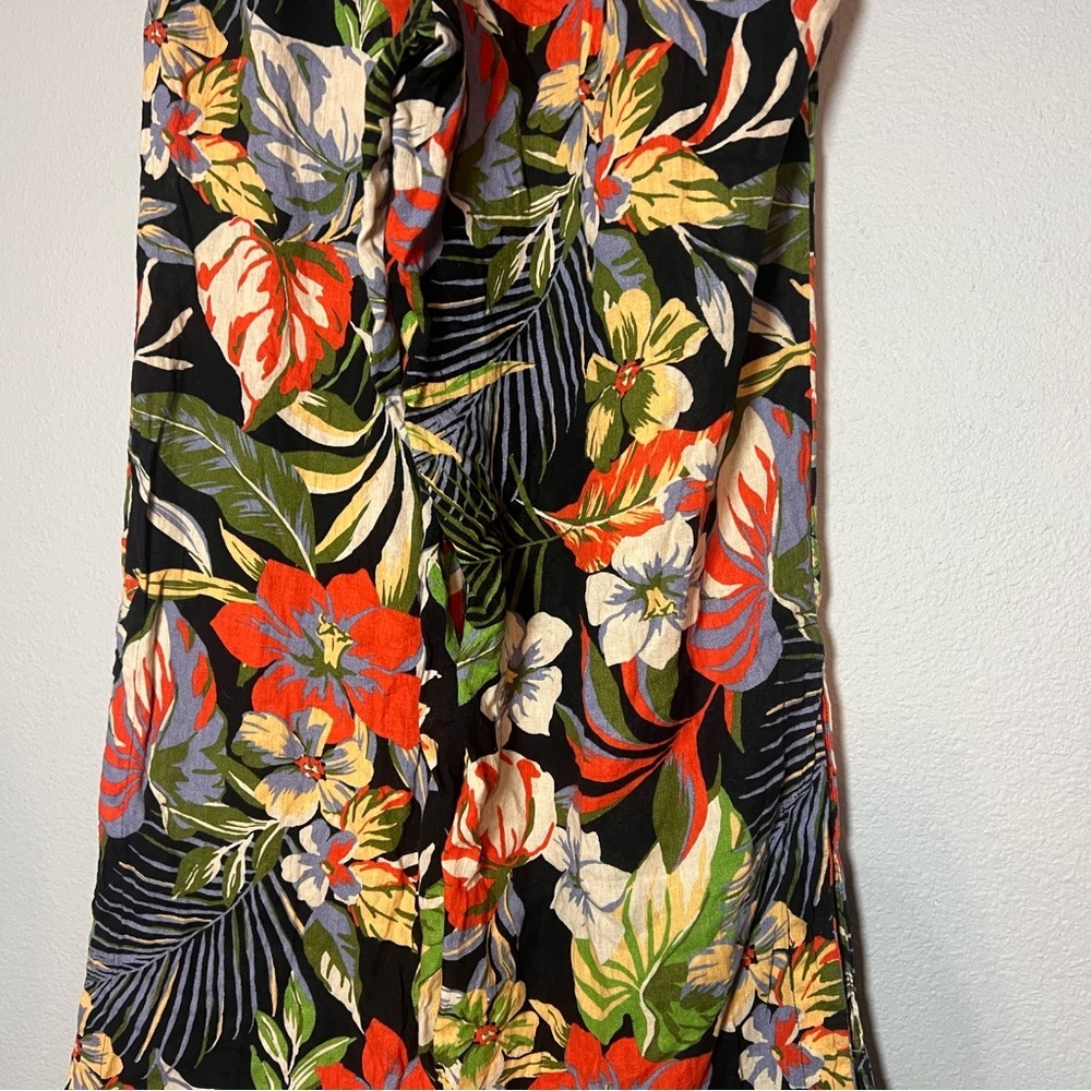C&C California Tropical Print Wide Leg Pants Womens Size Small Linen Blend - Picture 8 of 11